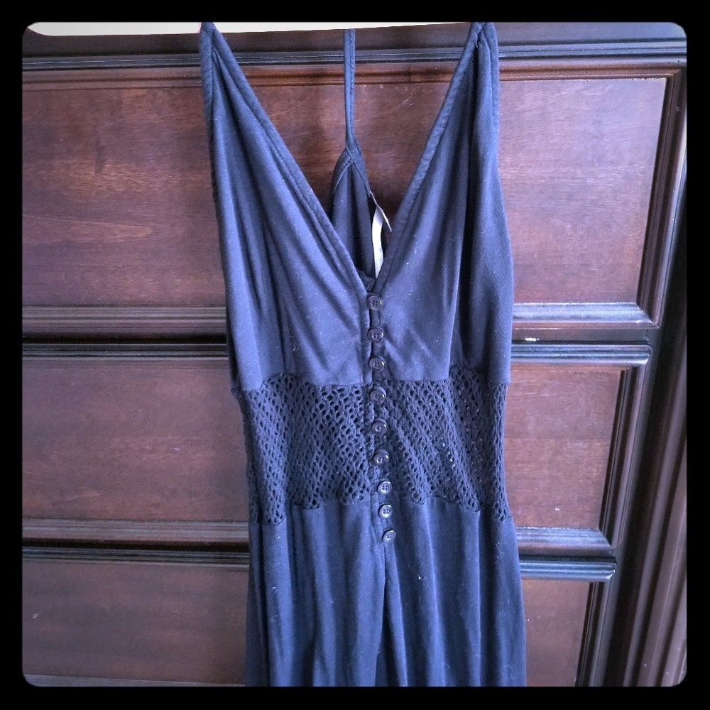 Maxi dress with crochet midsection